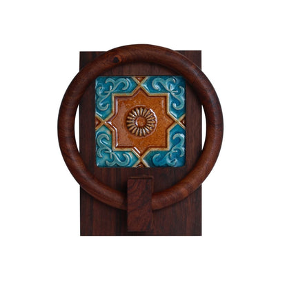 sheesham wood tile work  towel holder