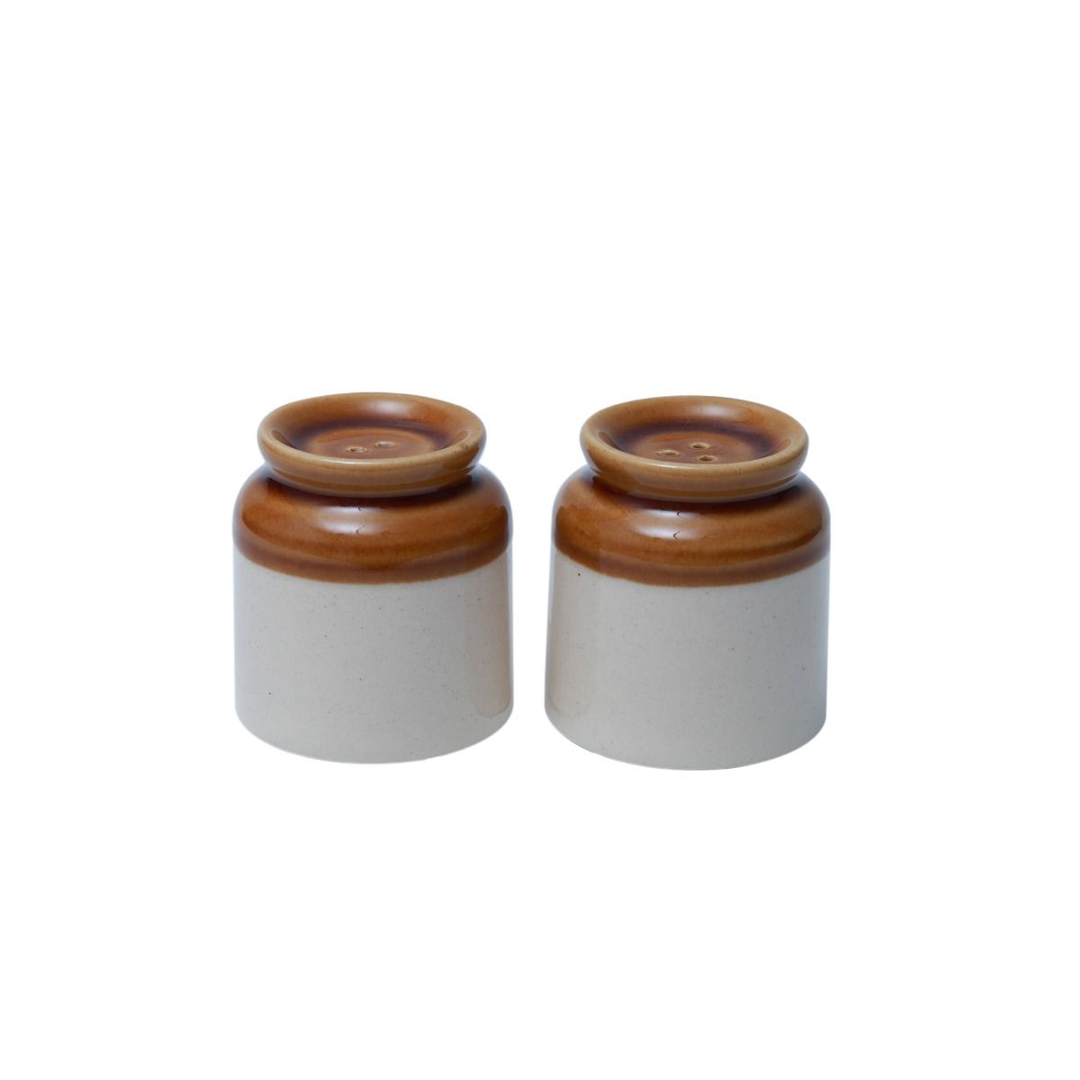 "Royal Garnishers" ceramic Salt & Pepper shaker with sheesham wood base tray