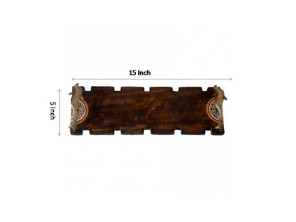 Madhubani painted Wooden Platter Tray