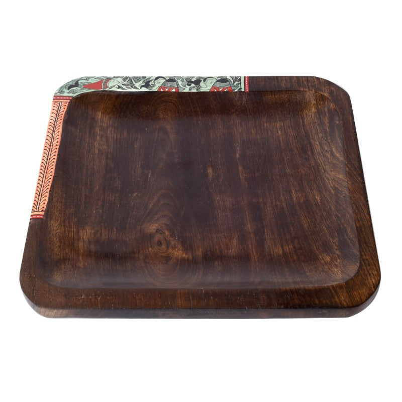 Sheesham Wooden madhubani painted serving platter(Set of 2)