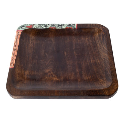Sheesham Wooden madhubani painted serving platter(Set of 2)