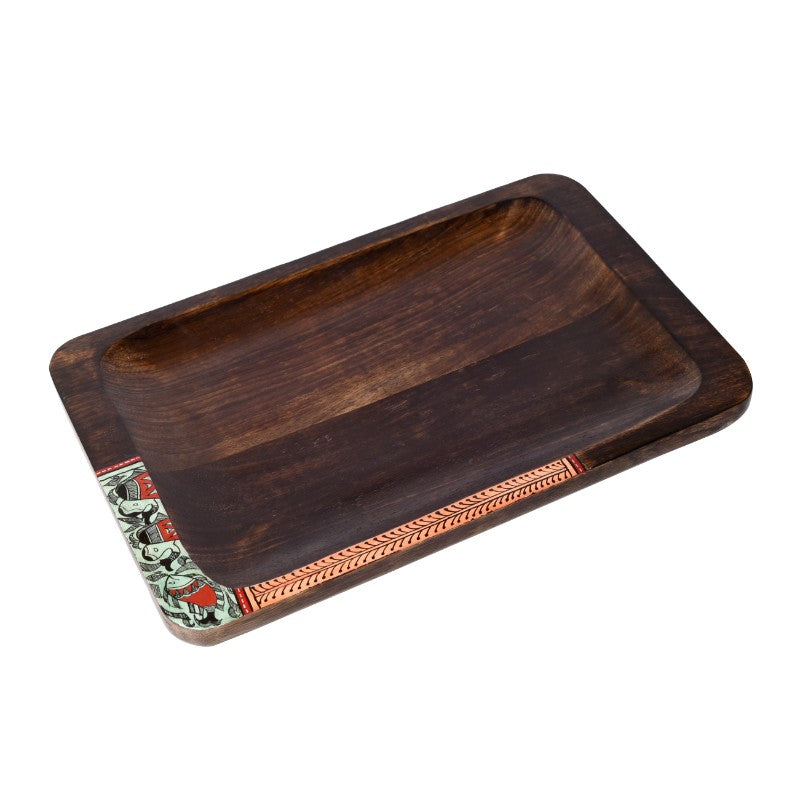 Sheesham Wooden madhubani painted serving platter(Set of 2)