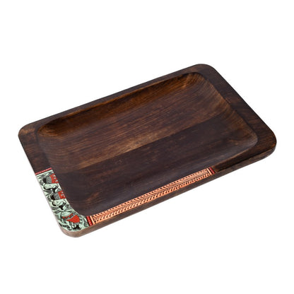 Sheesham Wooden madhubani painted serving platter(Set of 2)