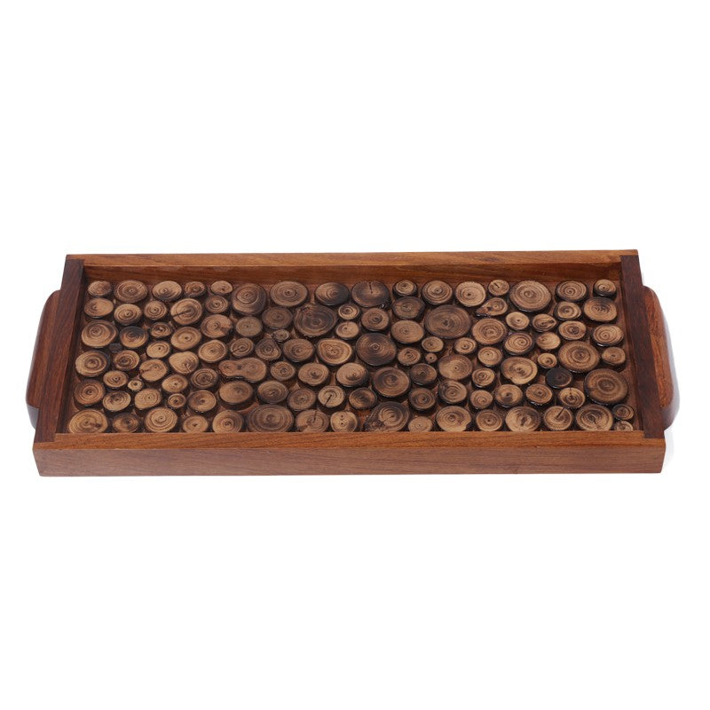 Mango wood wooden block engrave medium serving tray