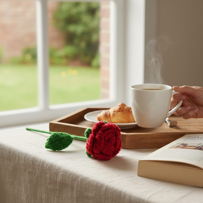 Handcrafted Red Crochet Rose – Forever Flower Décor | ArteCasa