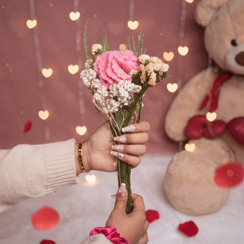 Pink Whisper Crochet Carnations – Handcrafted Forever Flower Décor | ArteCasa