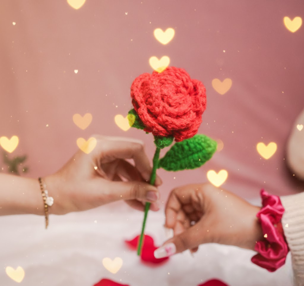 Handcrafted Red Crochet Rose – Forever Flower Décor | ArteCasa