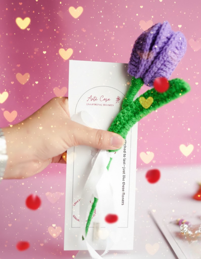 Handcrafted Tulip Crochet – Dark Purple Forever Flower | ArteCasa