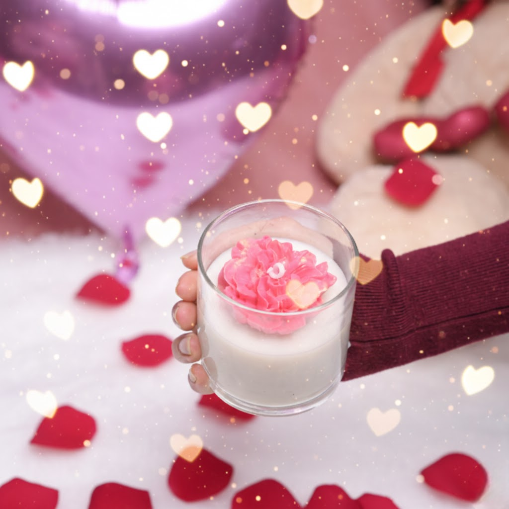 Petal Glow Candle – Floral Pink Valentine Candle | Artecasa
