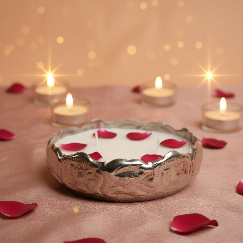 Chandi Urli Candle – Silver Urli Candle for Festive Décor | Artecasa