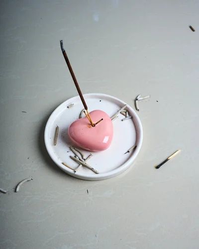 HeartGlow Agarbati Stand | Heart Shaped Ceramic Incense Holder