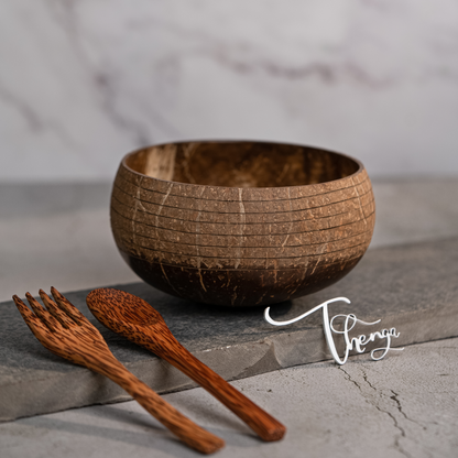 Thenga Ring Jumbo Coconut Bowl and Spoon - 900 ml