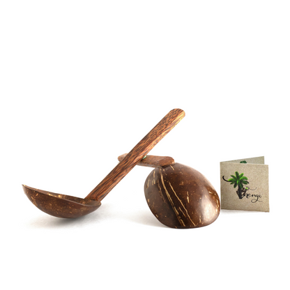 Thenga Natural Handmade Coconut Shell Serving Spoon ( Set of 2 )