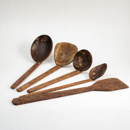 Thenga traditional coconut shell & wood cooking Spoon Set