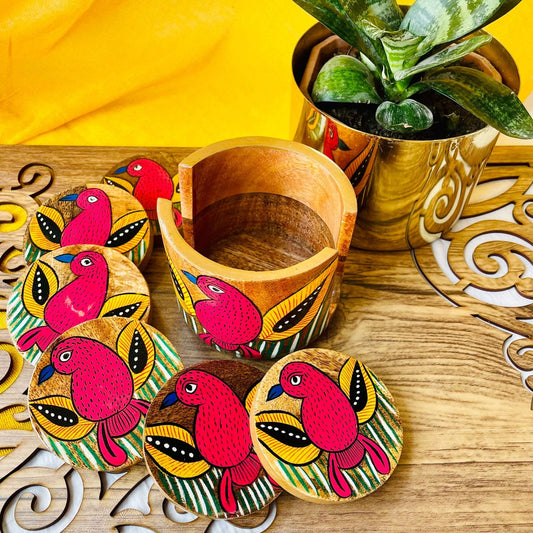 Pihu Wooden Coaster Set of 6