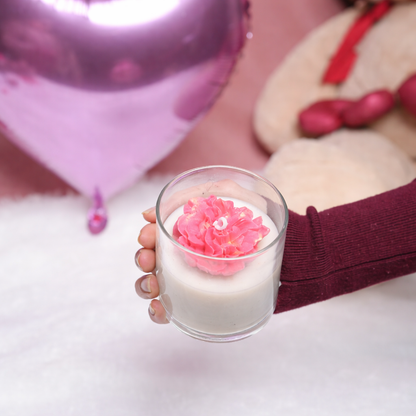 Petal Glow Candle – Floral Pink Valentine Candle | Artecasa
