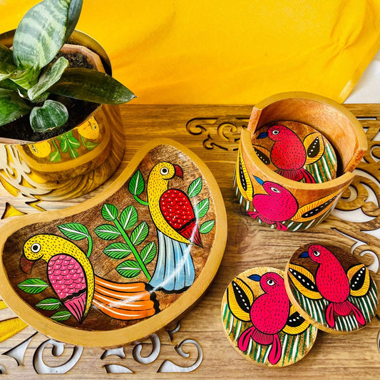 Preet Hamper 4 || Wooden Platter X Wood Coaster Set with Holder