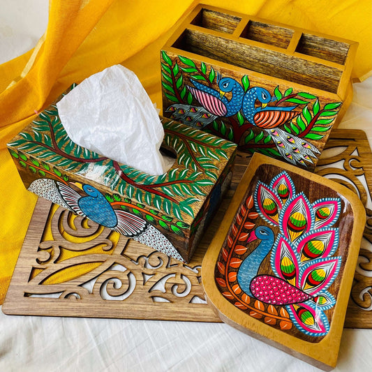 Rupshi Hamper 2 || Wooden Platter X Desk Organiser X Tissue Box