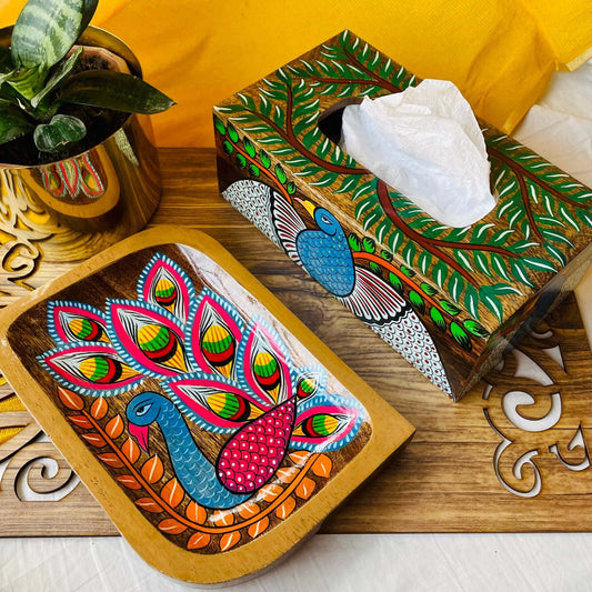 Rupshi Hamper 3 || Wooden Platter/Trinket Tray X Wooden Tissue Box