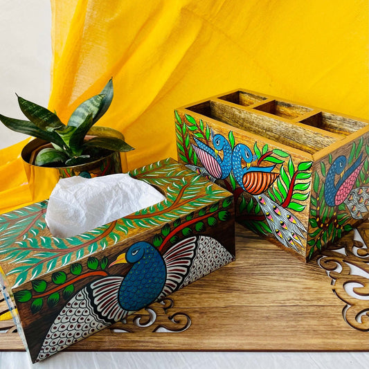 Rupshi Hamper 4 || Wooden Tissue Box X Multipurpose Desk Organiser