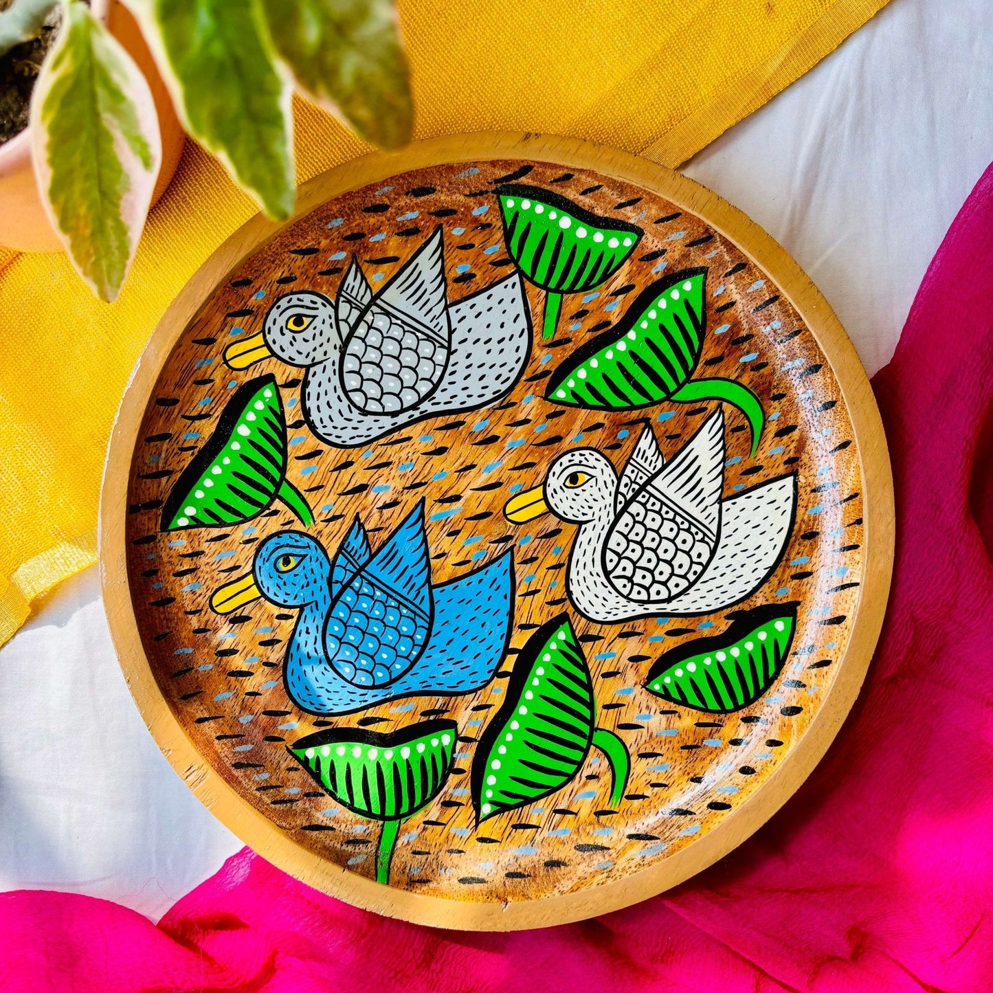 Saras - Round Wood Platter / Trinket Tray