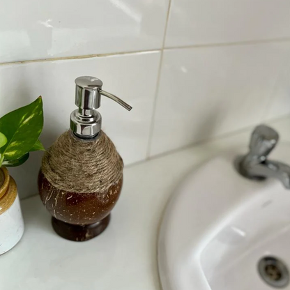 Thenga Soap Dispenser with Metal Pump & Coir Rope Detail