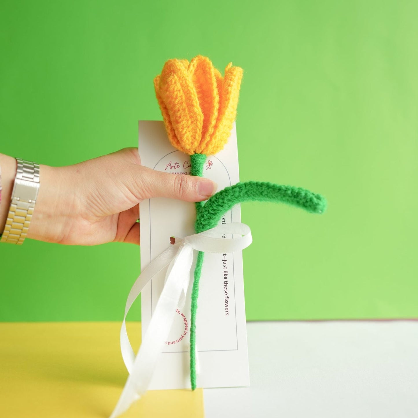 Handcrafted Tulip Crochet – Yellow Forever Flower | ArteCasa
